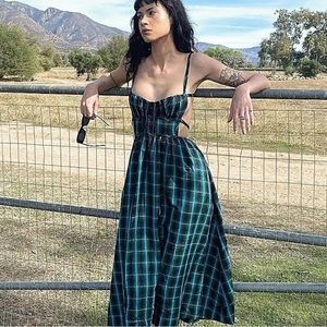 FOR LOVE & LEMONS plaid backless dress